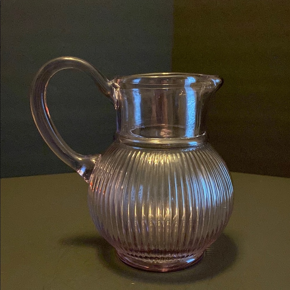 Vintage Ribbed Glass Pitcher - Picture 2 of 7
